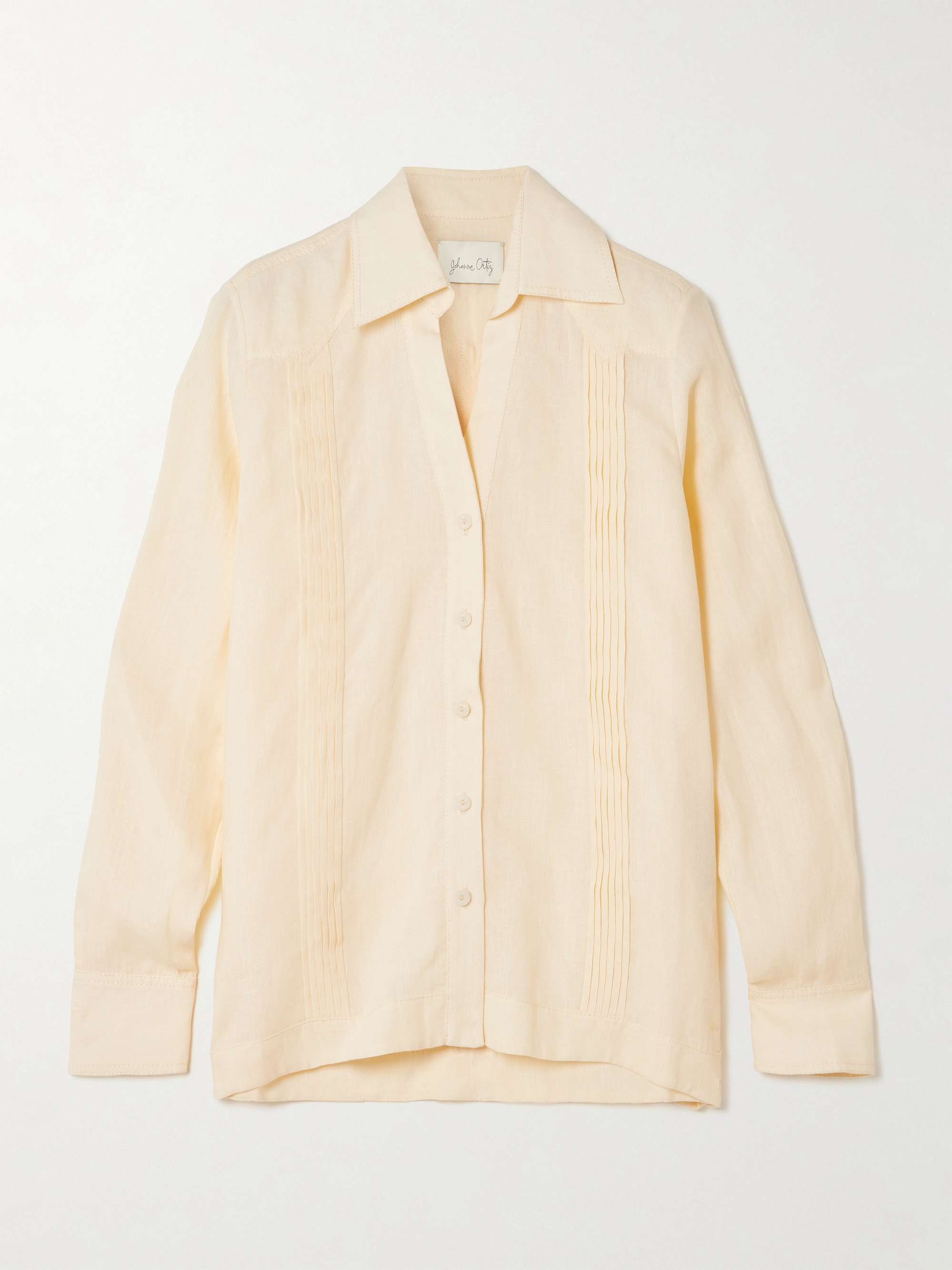 Manly Guayabera Pintucked Organic Linen Shirt
