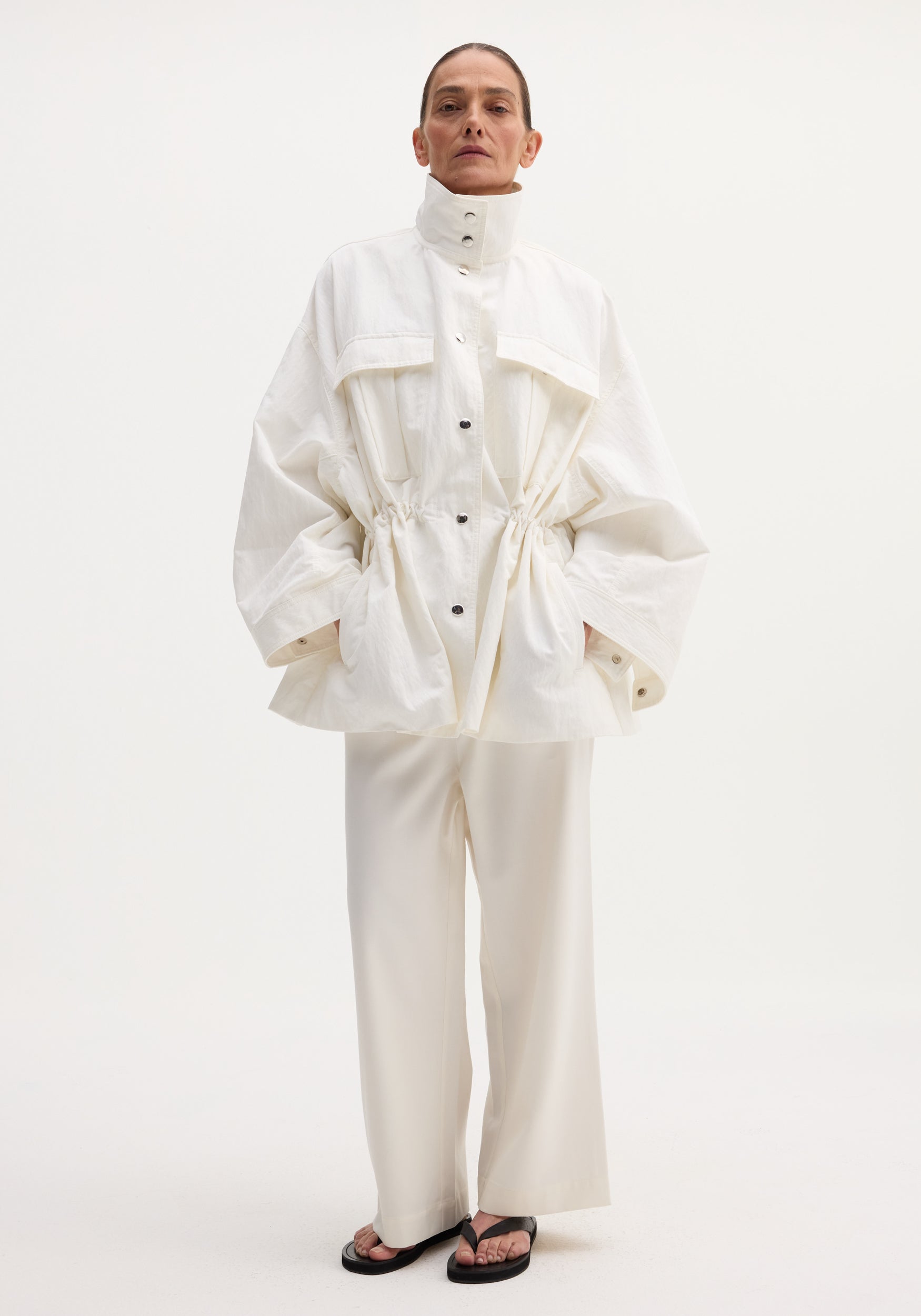 Sculptural Safari Jacket | Optic White