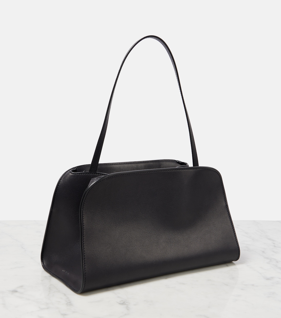 Peggy Small Leather Shoulder Bag in Black - the Row
