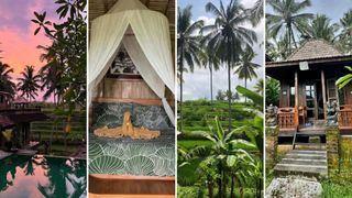 montage of images of an airbnb in ubud, bali