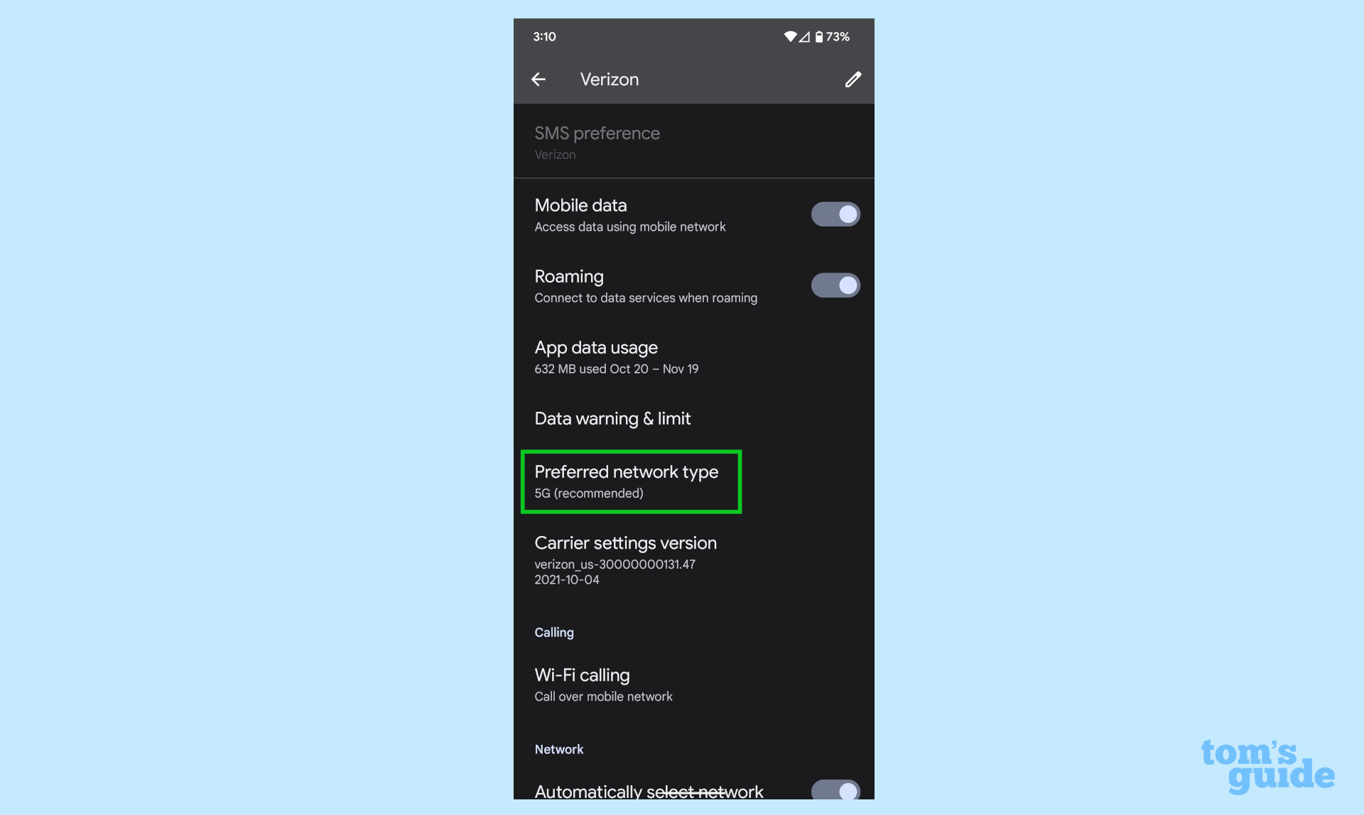 how to disable 5g on pixel 6