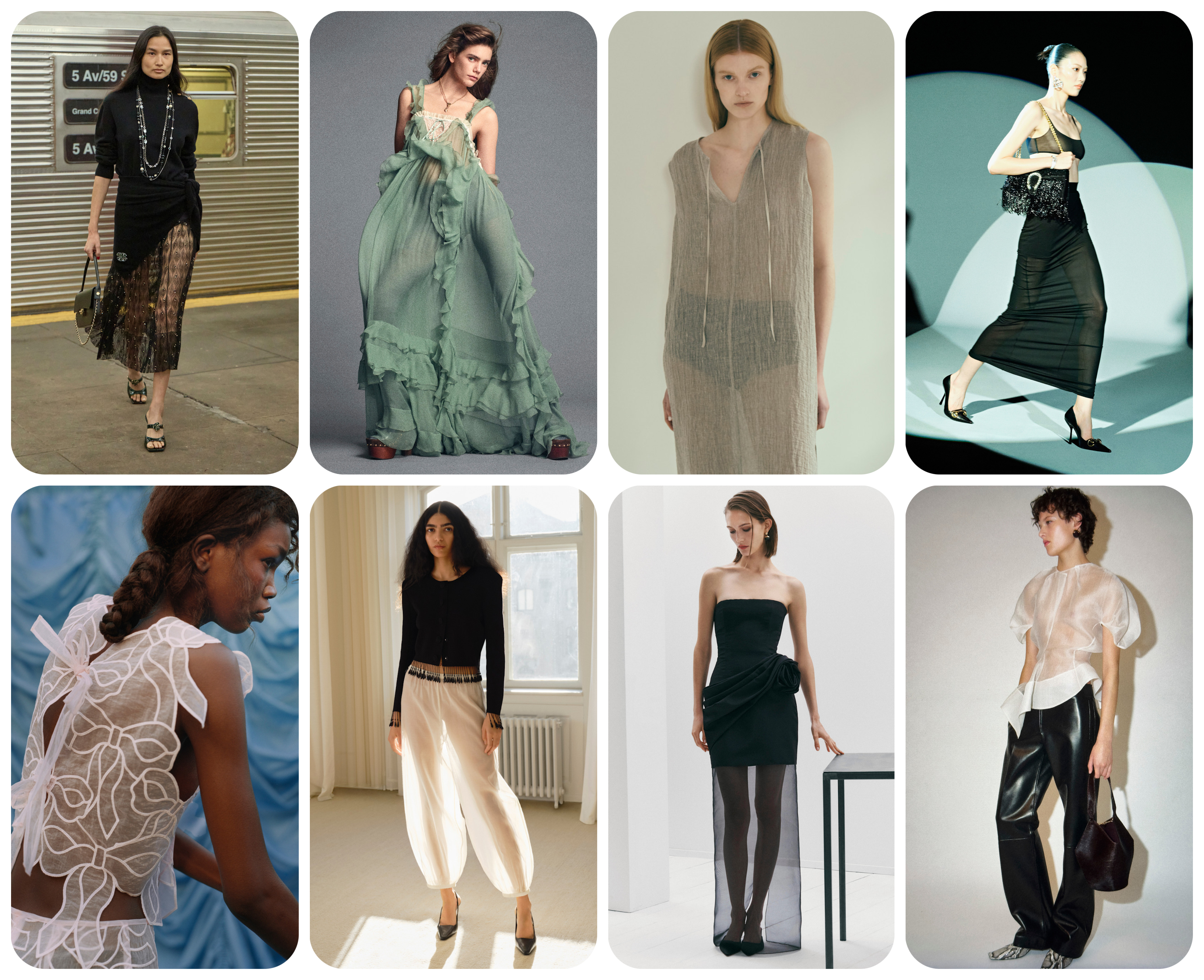 summer fashion trends 2026, strategic sheers at Chanel, Chlo&amp;eacute;, Kallmeyer, Gucci, Cecilie Bahnsen, By Malene Birger, Carolina Herrera, Khaite