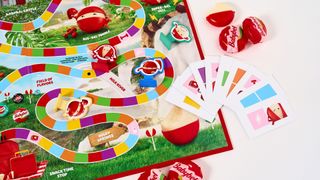 A closeup of the Babybel x Hasbro board game inspired by Candy Land