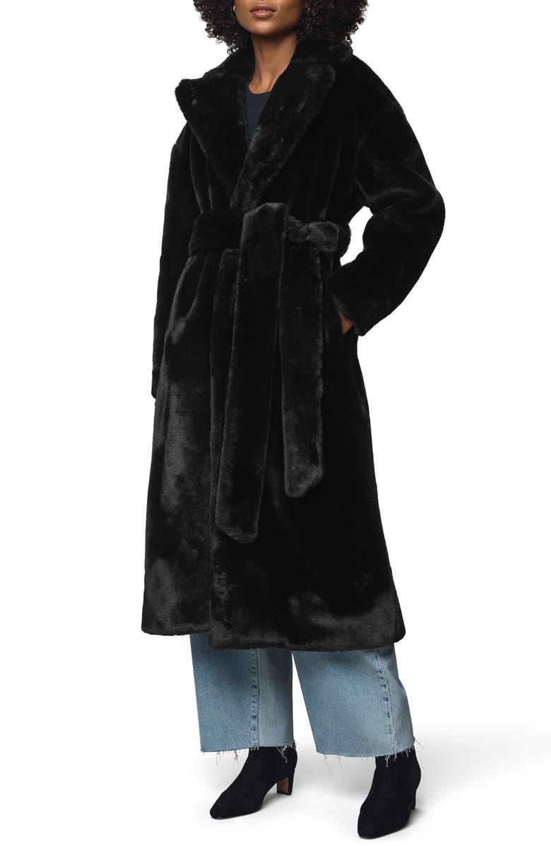 Lucia Tie Waist Faux Fur Coat