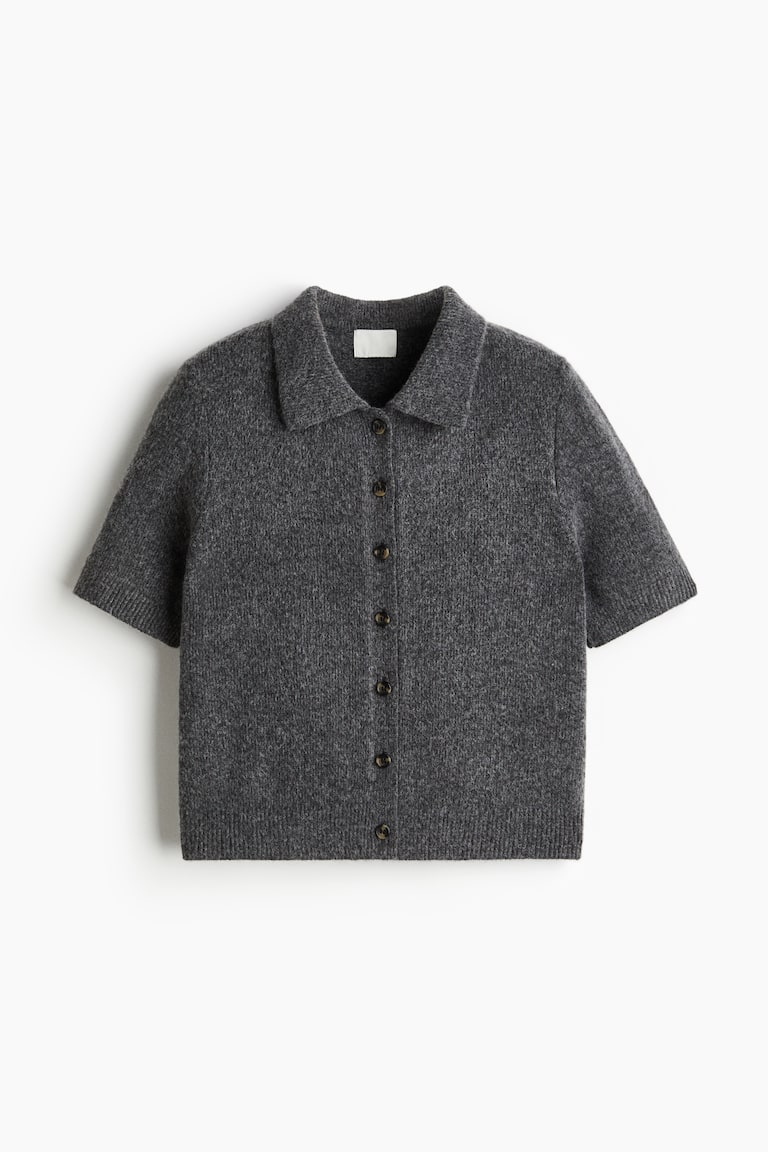 Short-Sleeved Collared Cardigan