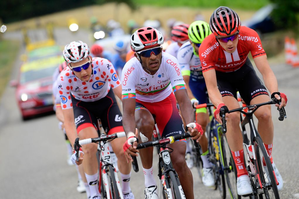 Natnael Berhane (Cofidis) leads the breakaway during stage 6 at the Tour de France