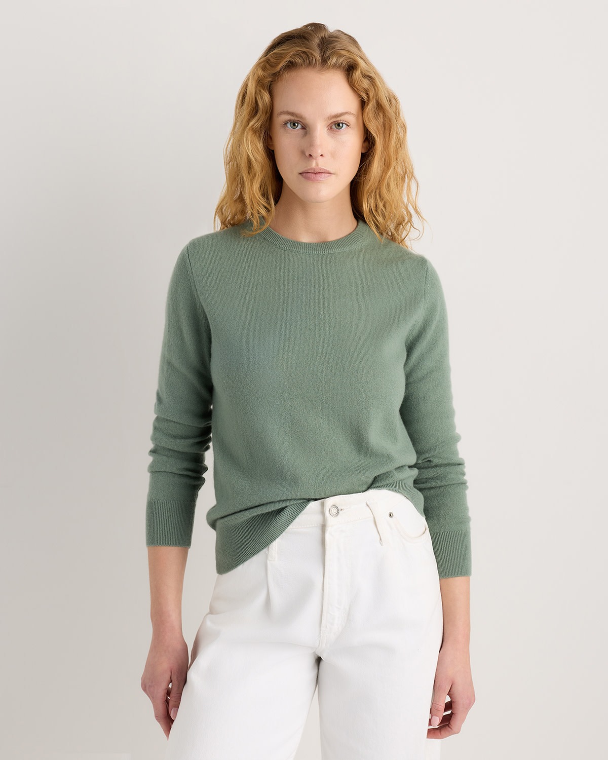 Mongolian Cashmere Crewneck Sweater in Sea Spray Green