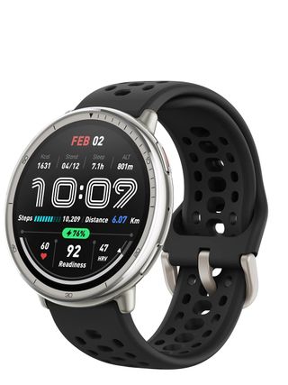 Amazfit Active 2 on a black rubber strap