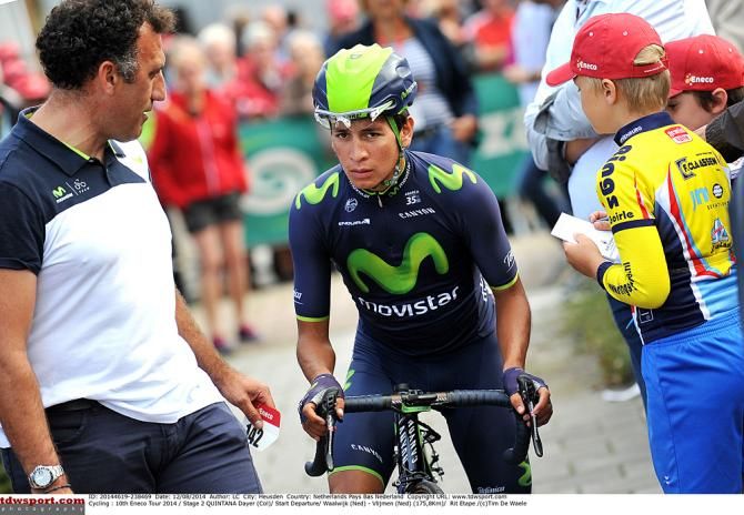 Dayer Quintana (Movistar) rolls to the stage 2 start line