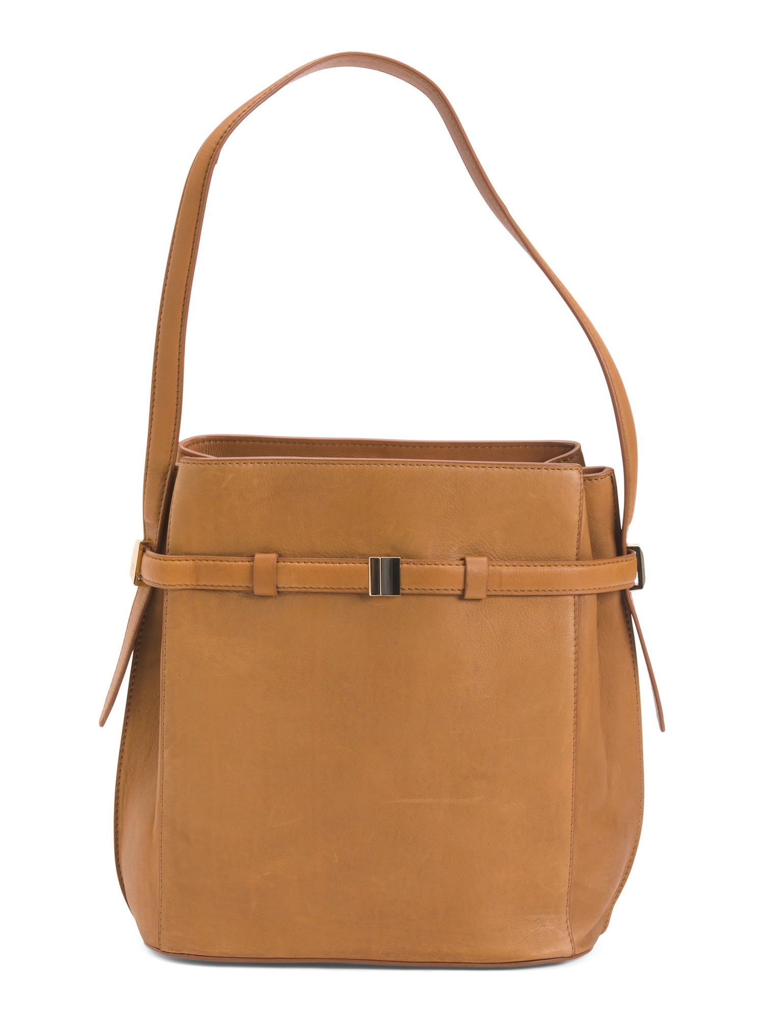 MARGOT, Leather Belted Bucket Hobo
