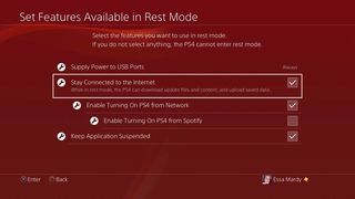Options for using your PlayStation 4 in Rest Mode