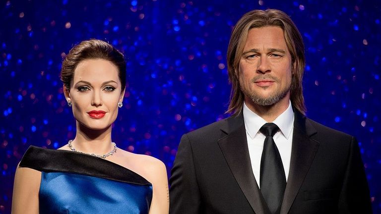 Wax figures of Angelina Jolie and Brad Pitt.