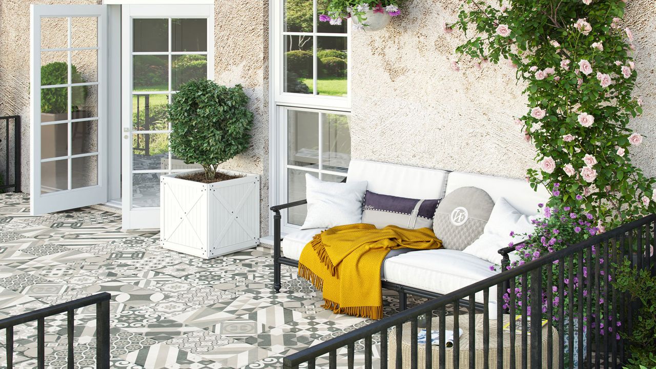 How to create a balcony garden, balcony filled with garden furniture and plants