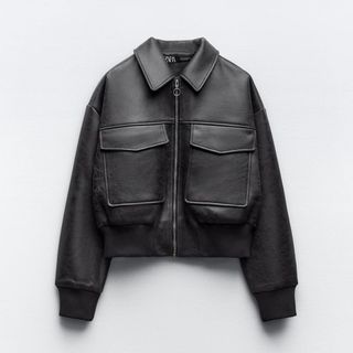 Zara Leather Effect Bomber Jacket