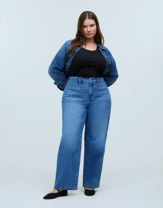 The Plus Curvy Emmett Wide-Leg Jean in Lakecourt Wash: Patch Pocket Edition