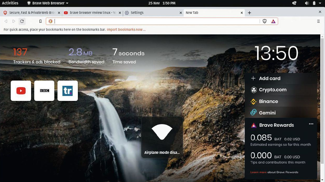 screenshot of the Brave browser