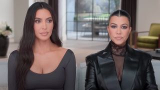 Kim Kardashian and Kourtney Kardashian on The Kardashians.