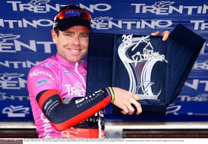 Cadel Evans (BMC) claims the overall win at the Giro delTrentino