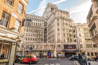 St James's Park underground tube station and the art deco period building above, 55 Broadway, London s first skyscraper