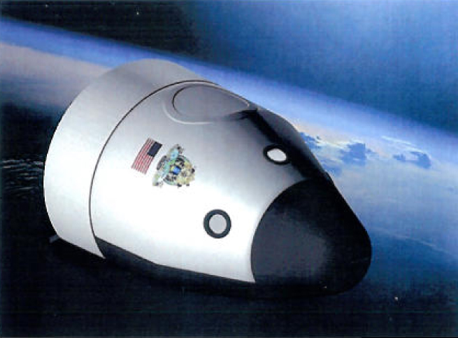 This artist&#039;s illustration of the orbital crew-carrying spaceship planned by the private company Blue Origin was included in the firm&#039;s NASA Space Act agreement to continue its work on a commercial crew space vehicle.