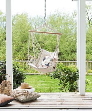 Spring porch with hanging chair