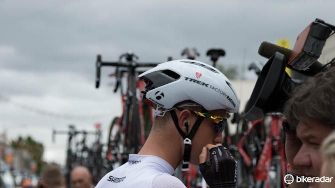 Another view of Bontrager's hush-hush aero road helmet