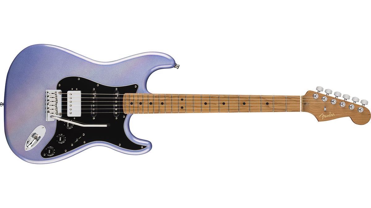 Fender's 70th Anniversary Ultra Strat HSS guitar, viewed from the front