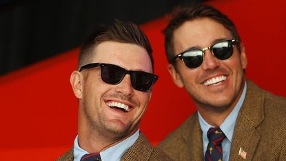 DeChambeau and Koepka smile at the ryder cup opening ceremony