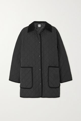 Oversized Corduroy-Trimmed Quilted Organic Cotton-Blend Jacket