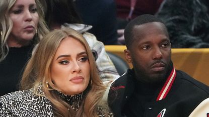 Adele stuns in black turtle neck dress for date night with Rich Paul