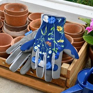 best gifts for gardeners blue floral gardening gloves approved by the RHS