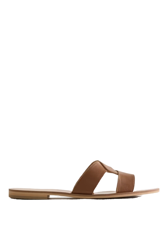 Women's Italian Leather Cutout Slide Sandal