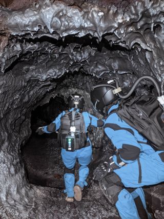 Sarlacc Pit lava tube exploration by the Selene V crew.