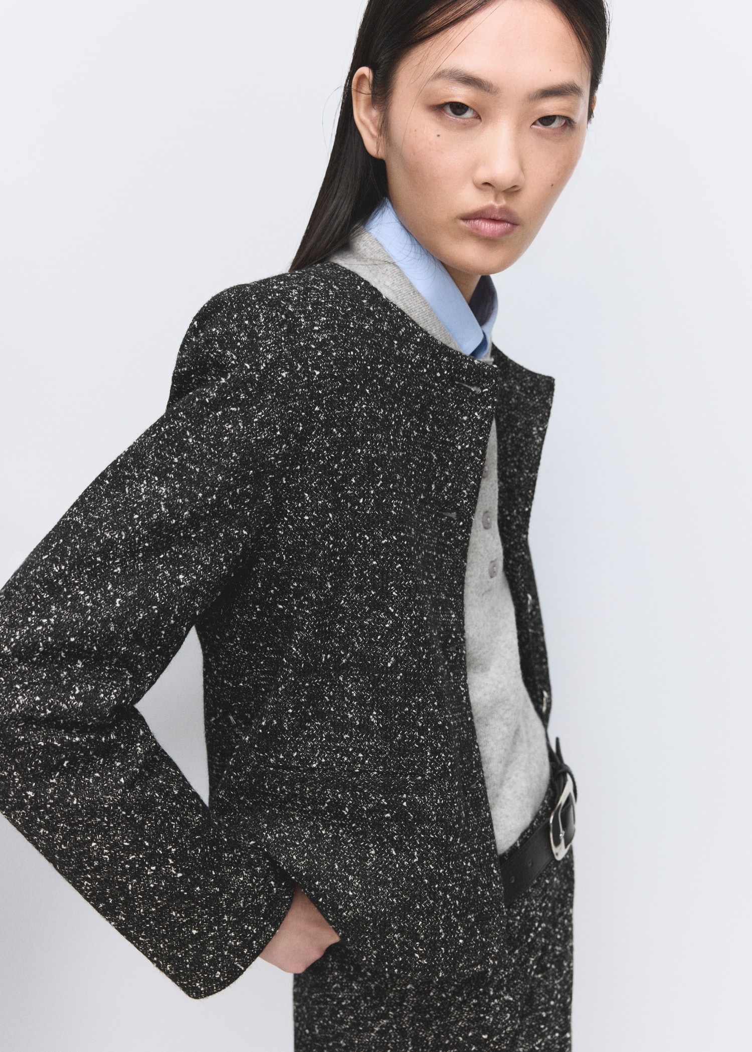 Flecked Cotton-Blend Jacket - Women | Mango Usa