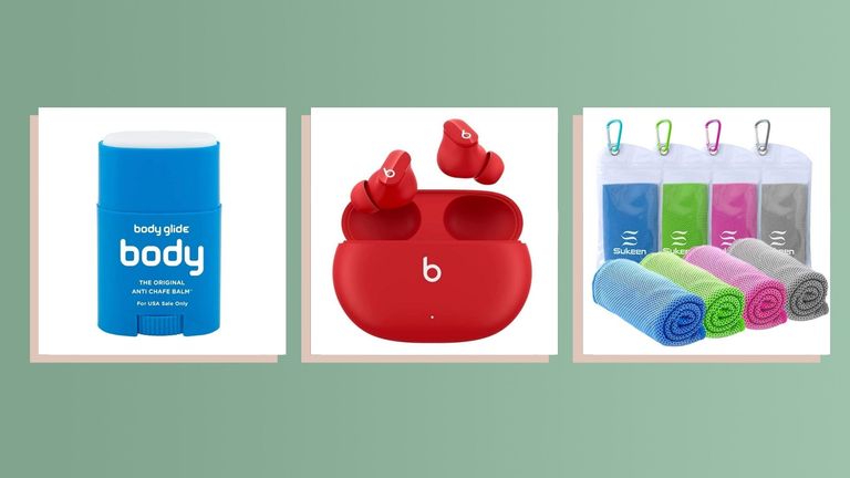 Best Gifts for runners: collage of Beats headphones, Glide Body, and Towel Set
