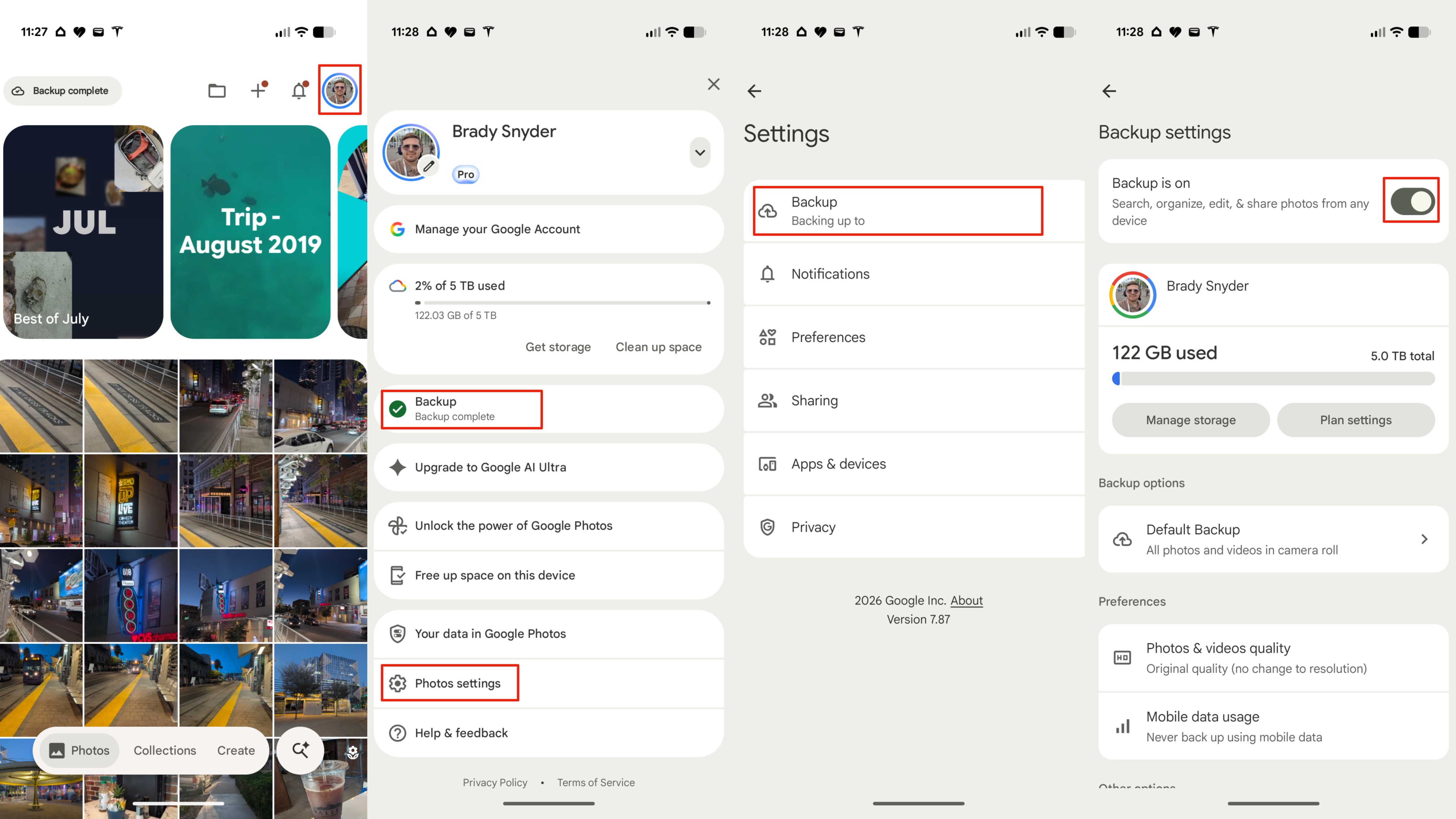 Backing up an Android phone to Google in Android 17.
