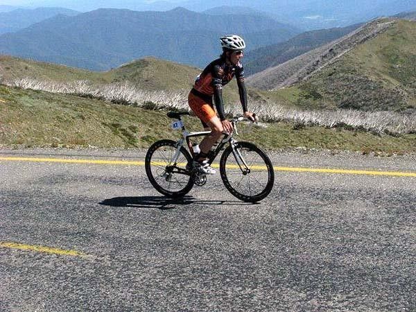 Robbie Hucker rides strongly up Mount Hotham in the third and final stage of the Tour of Bright.