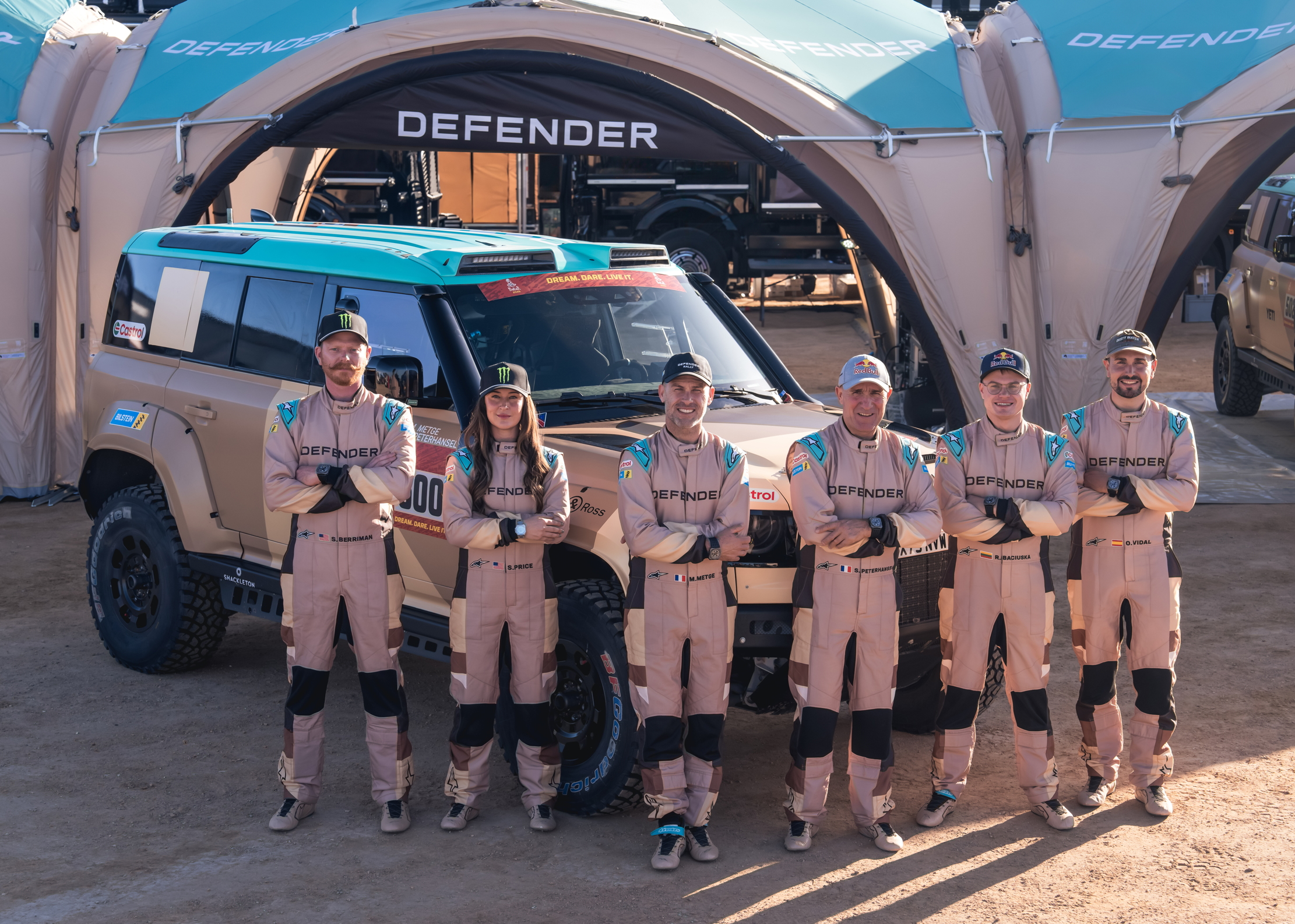 The six Defener drivers from this year's Dakar Rally