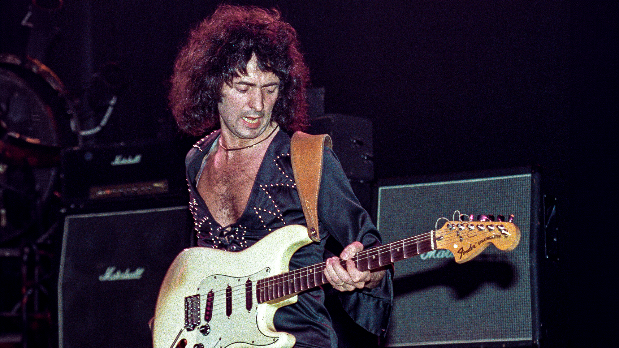 Ritchie Blackmore of Rainbow performs at Madison Square Garden on March 19 1984 in New York City, New York.