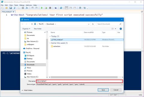 How to create and run a PowerShell script file on Windows 10 | Windows ...