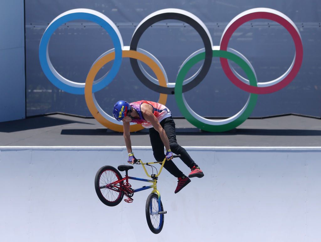 TOKYO JAPAN AUGUST 01 Daniel Dhers of Team Venezuela competes during the Mens Park Final run 1 of the BMX Freestyle on day nine of the Tokyo 2020 Olympic Games at Ariake Urban Sports Park on August 01 2021 in Tokyo Japan Photo by Jamie SquireGetty Images