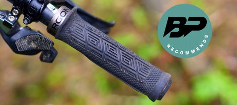 Ergon GDH Team grip fitted to a mountain bike handlebar with a Bike Perfect recommends badge