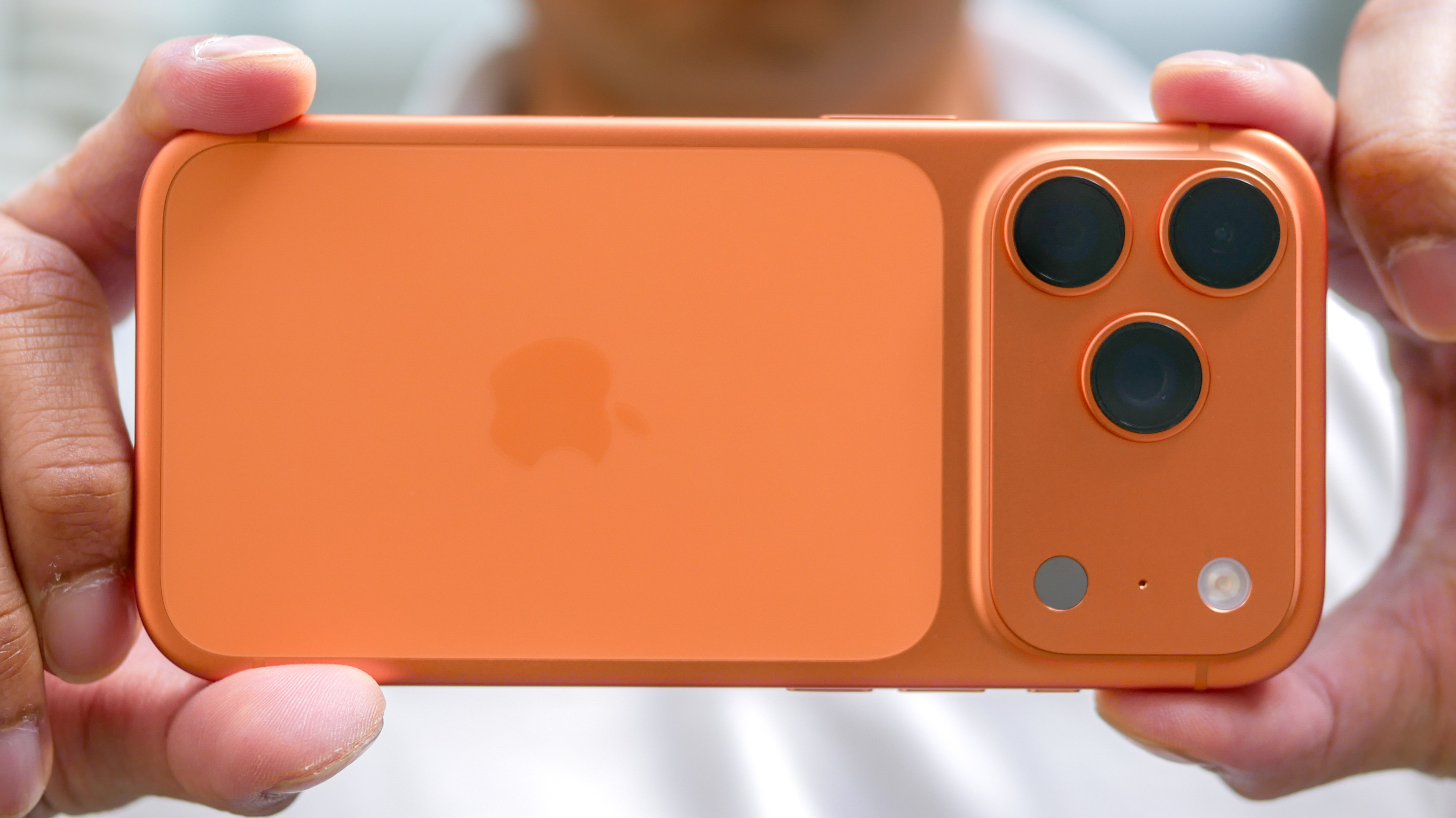 Taking a photo with the iPhone 17 Pro.