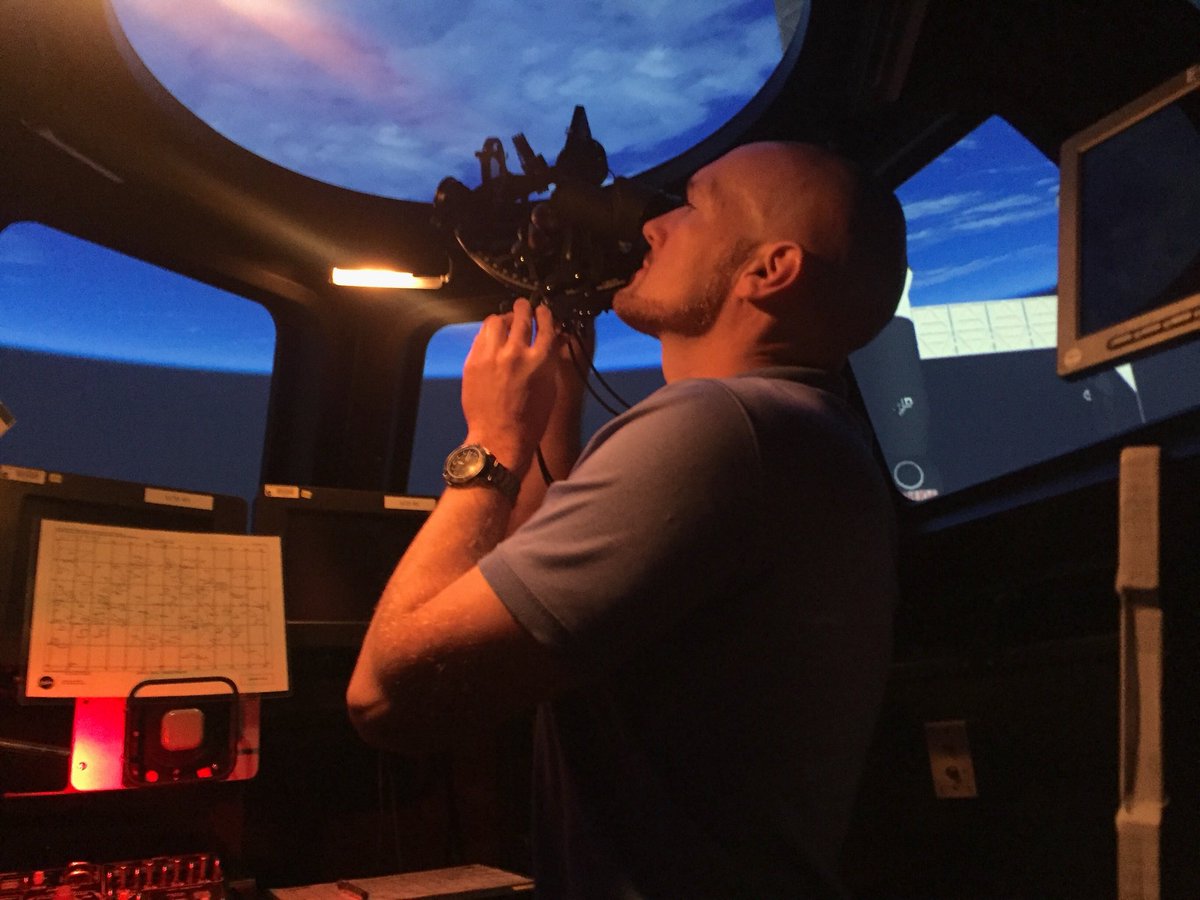 NASA astronaut Alexander Gerst learns how to use a sextant, a traditional navigation tool that could be of vital importance to future astronauts.