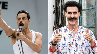 Rami Malek in Bohemi Rhapsody and Sacha Baron Cohen in Borat 2