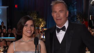 America Ferrera and Kevin Costner at the Golden Globes
