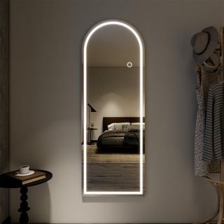 BeautyPeak 64" X 21" Led Arched Full Length Mirror Standing Floor Mirror,white