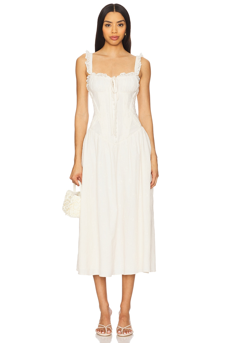 For Love & Lemons Baby Daisy Poplin Midi Dress