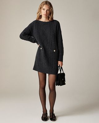 Relaxed Cable-Knit Sweater Dress