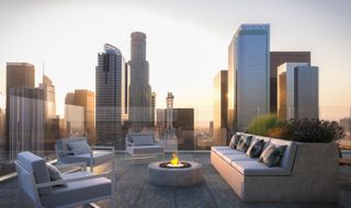 Render of the rooftop view at Perla on Broadway, Los Angeles, USA